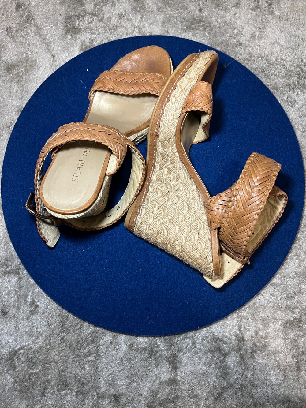 Stuart Weitzman Braided Tan Leather Sandals